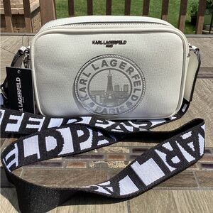 NWT! Karl Lagerfeld Paris Maybelle White Crossbody Camera Clutch Bag Handbag